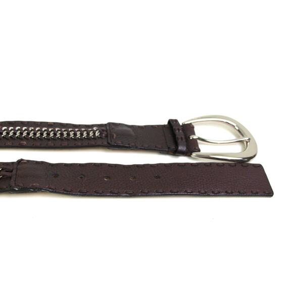 Michael Kors BROWN REAL LEATHER 1 5/8"Wd CHAIN STITCH CASUAL DRESS BELT Sz M B33 - Picture 12 of 14